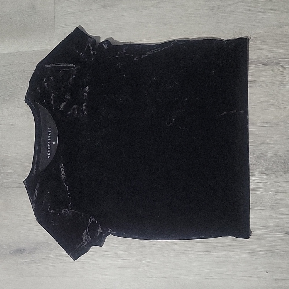 Aeropostale Short Sleeve Black Velvet Top